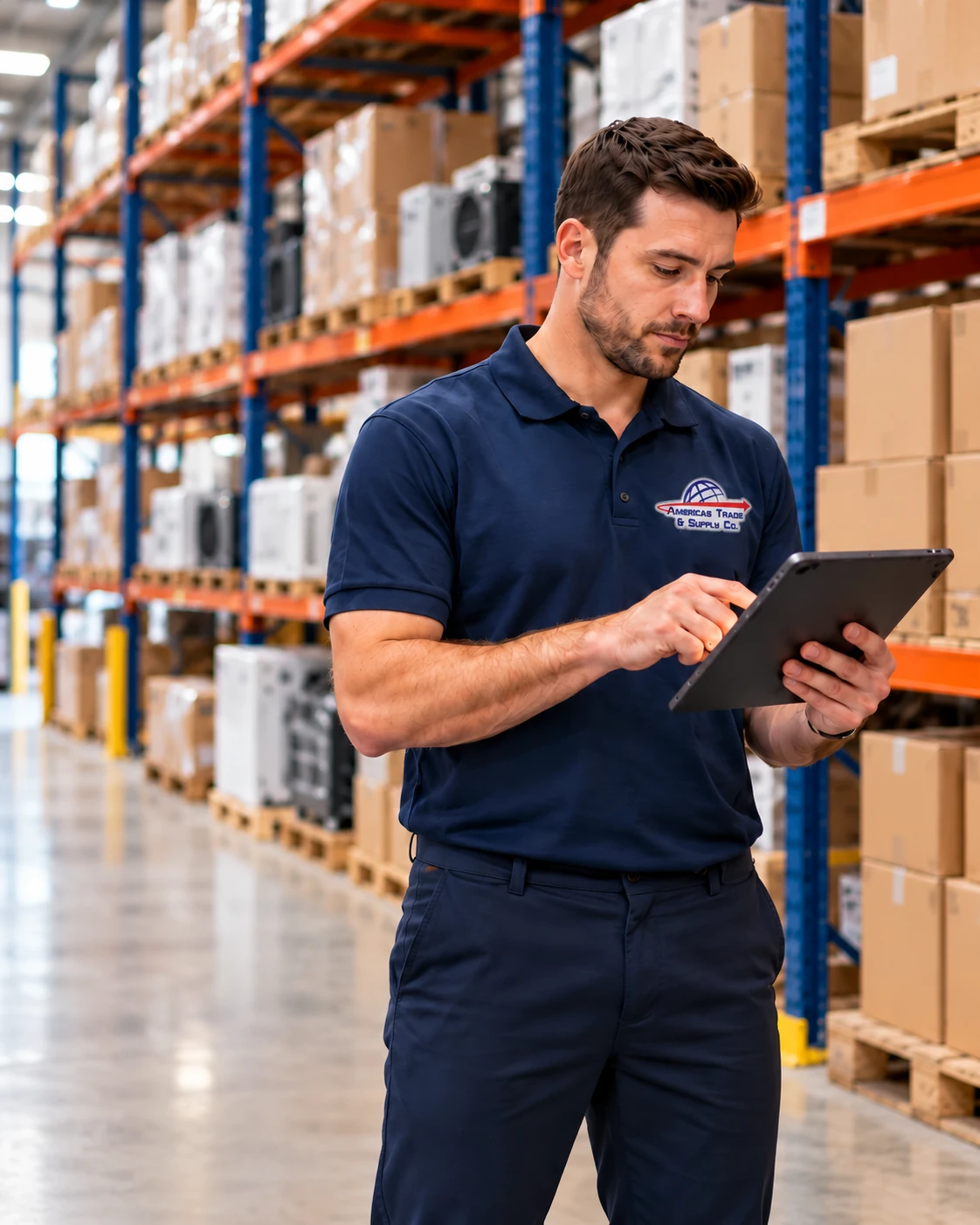 Purchasing specialist reviewing an order in a warehouse